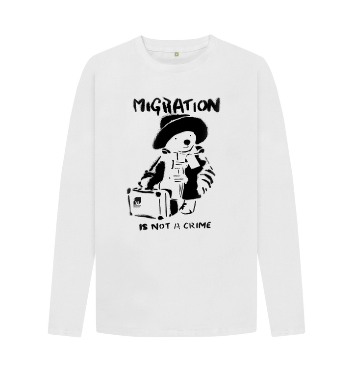 White Printed Long Sleeve T Shirt Front