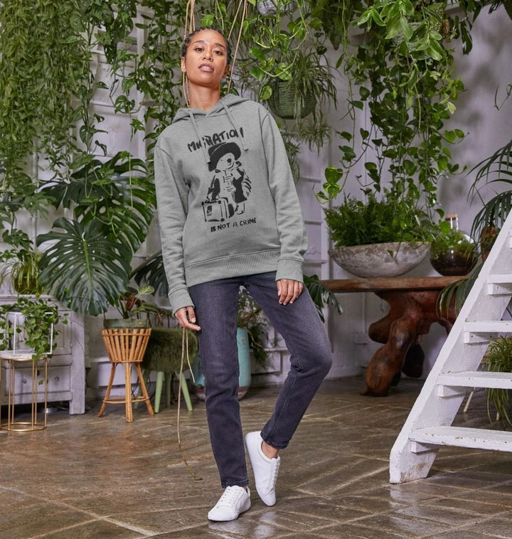 Migration Is Not A Crime - Organic Cotton Grey Hoodie - Migration Museum Shop