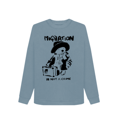 Stone Blue Printed Sweater Front