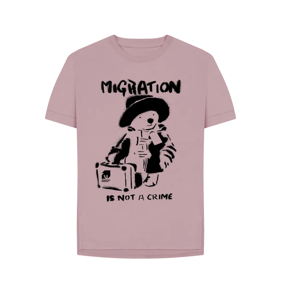 Mauve Migration Is Not A Crime - Organic Cotton Women's Relaxed Fit T-shirt