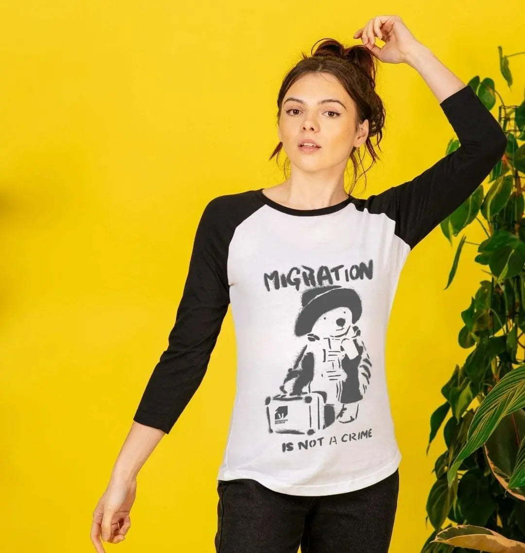 Migration Is Not A Crime Women's Baseball Top - Migration Museum Shop