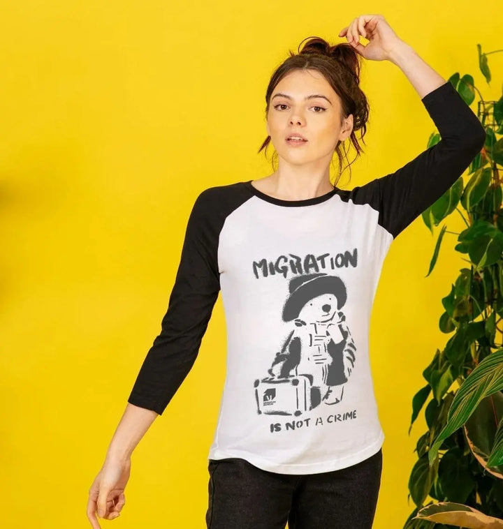Migration Is Not A Crime Women's Baseball Top - Migration Museum Shop