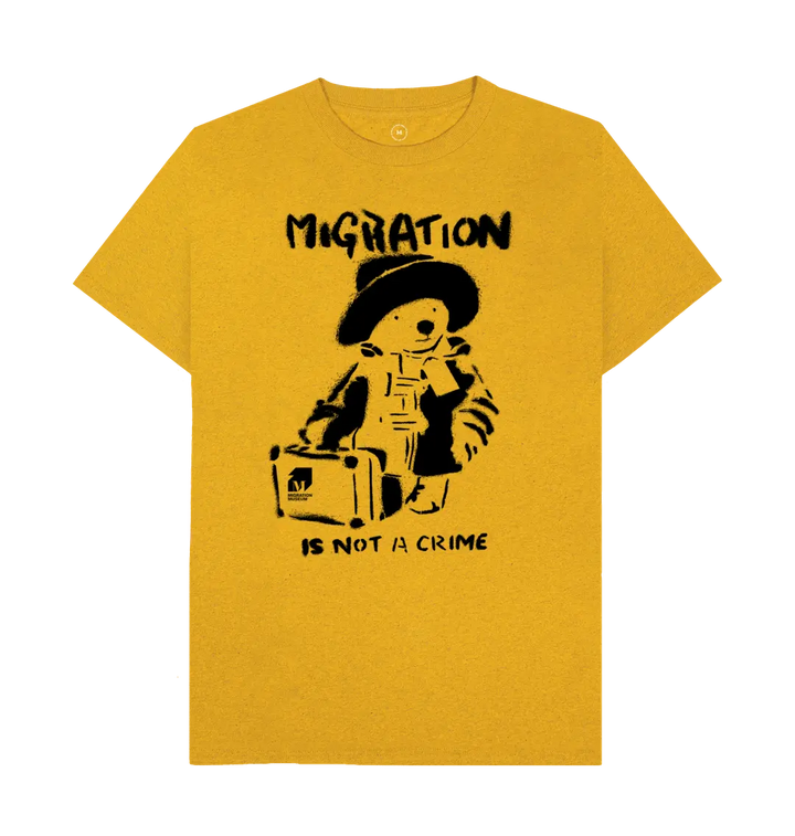 Sunflower Yellow Migration is not a Crime Unisex Remill\u00ae  Organic T-shirt