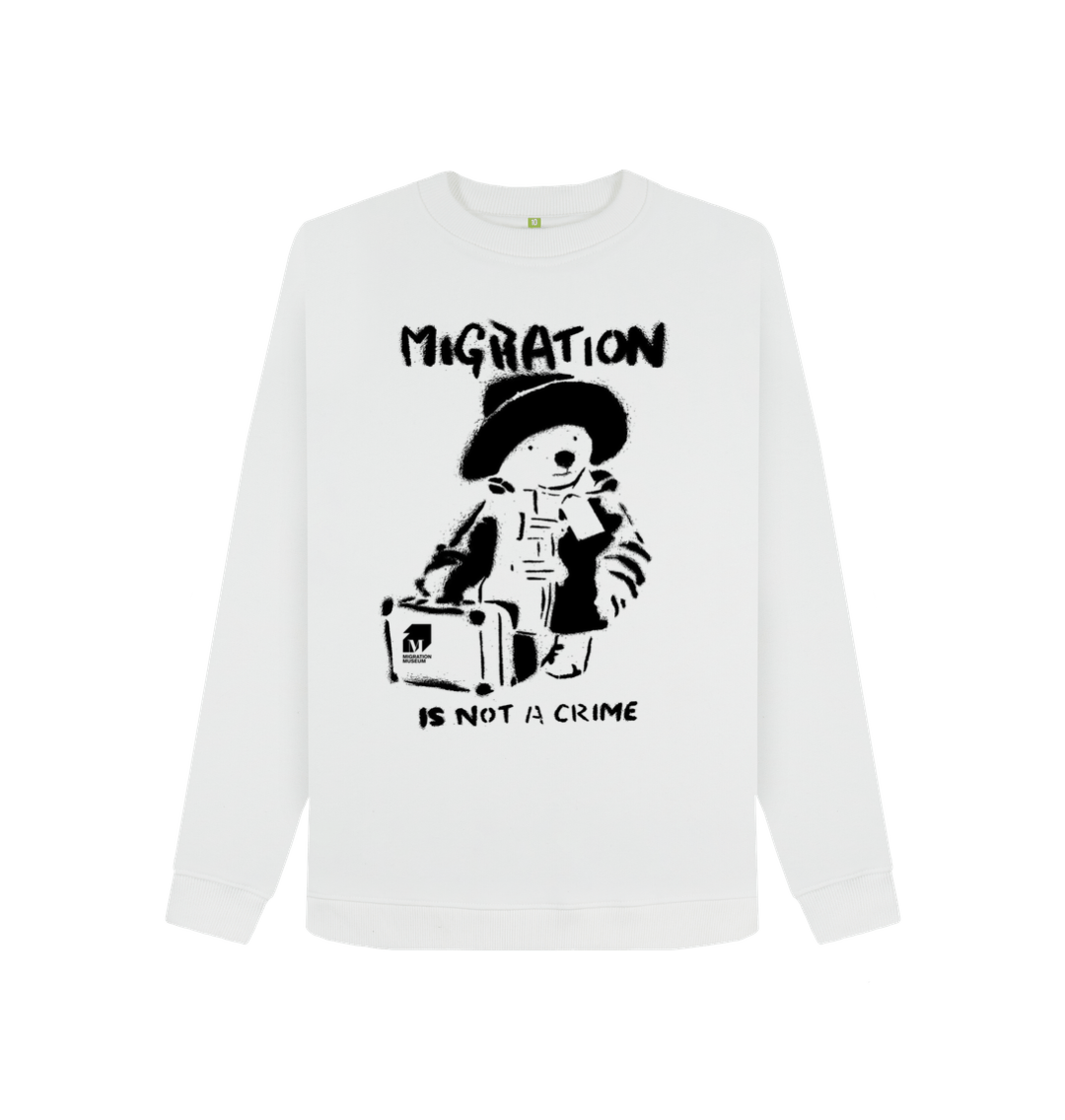 White Printed Sweater Front