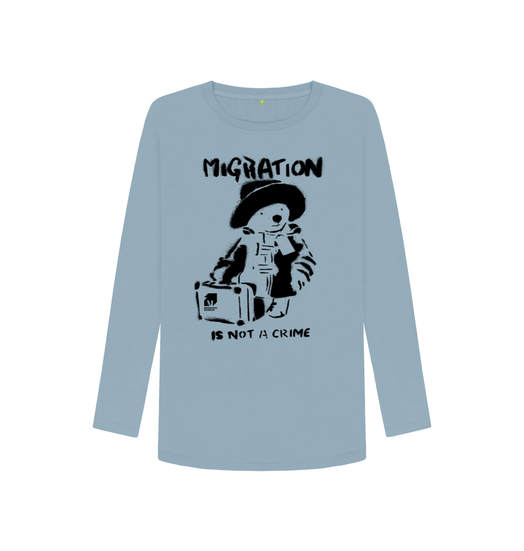 Stone Blue Printed Long Sleeve T Shirt Front