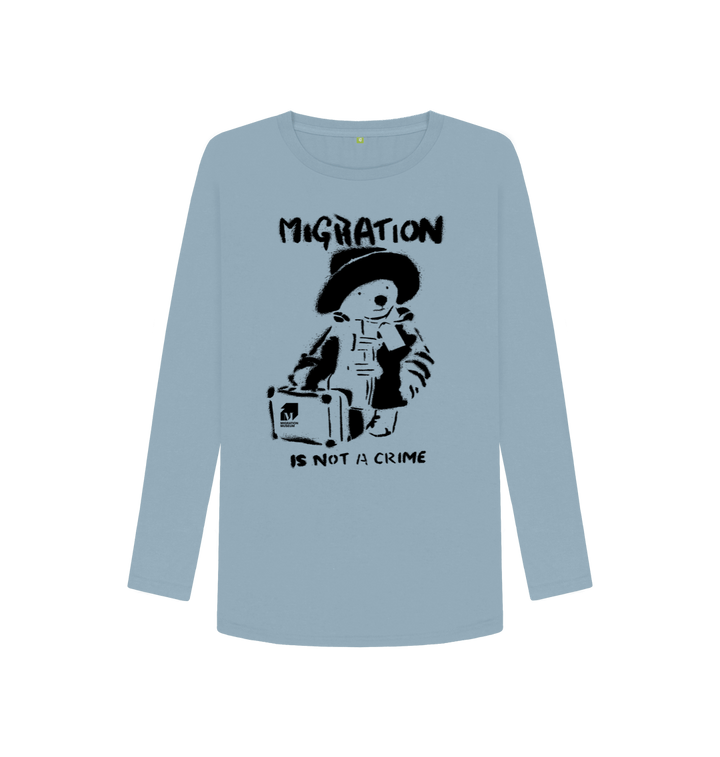 Stone Blue Printed Long Sleeve T Shirt Front