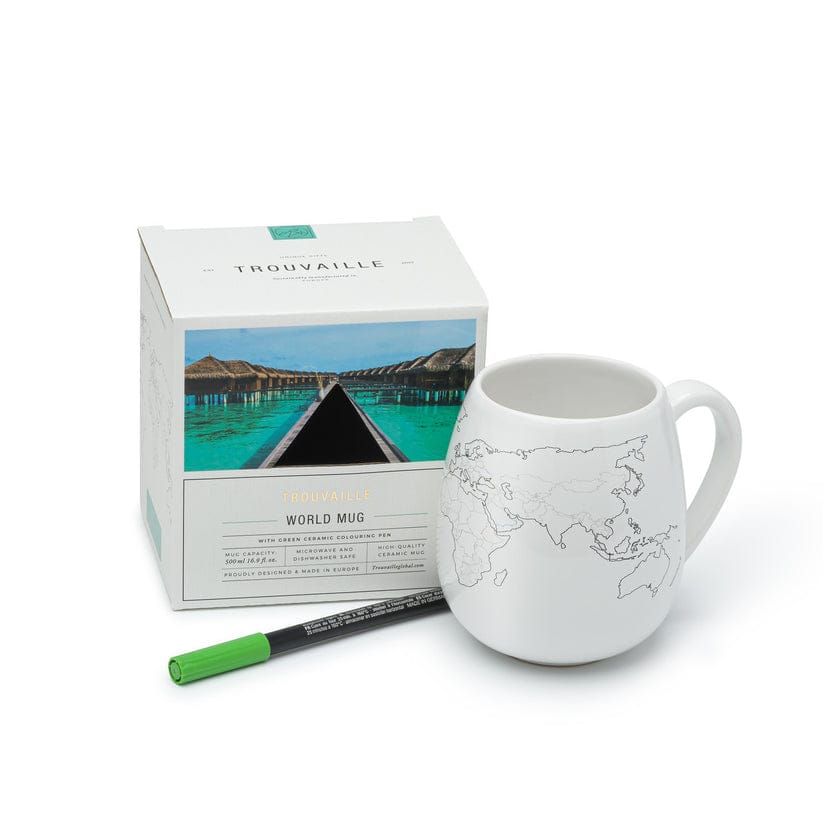 World Map Mug & Ceramic Pens Set - Migration Museum Shop