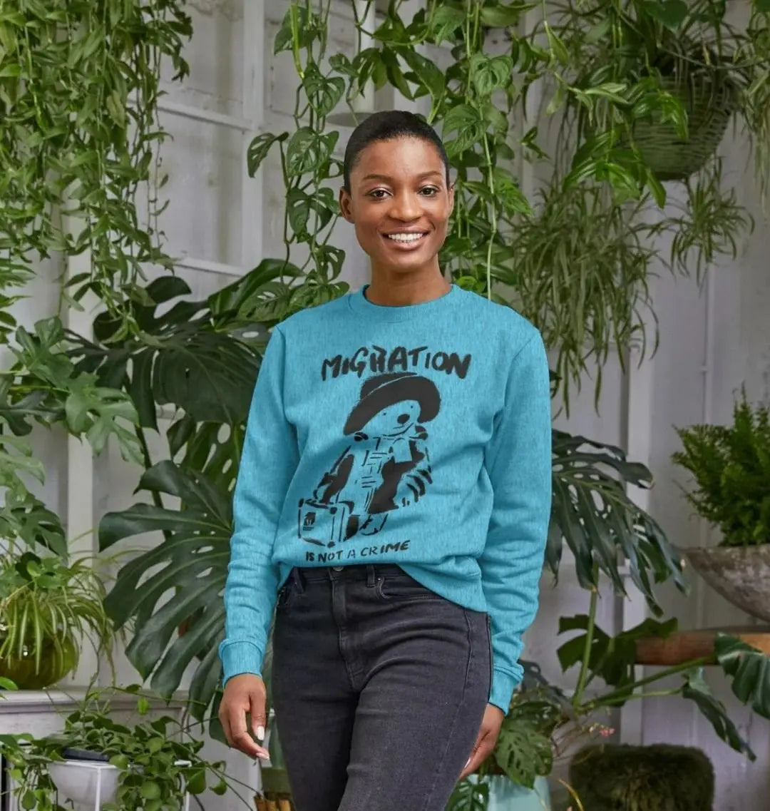Migration is Not a Crime Women's Remill® Organic Cotton Sweater - Migration Museum Shop