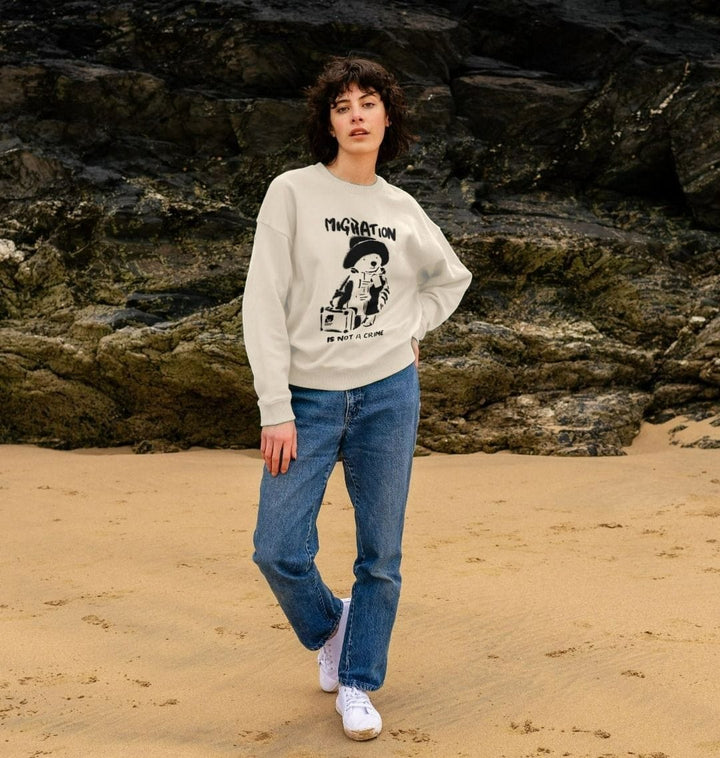 Migration Is Not a Crime - Organic Cotton Women's Oversized Jumper Teemill