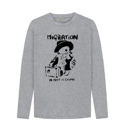 Athletic Grey Migration Is Not A Crime - Organic Cotton Unisex Long-Sleeved Tee