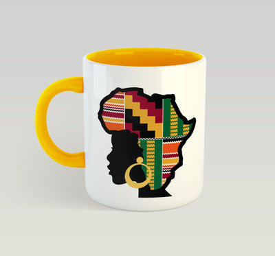 African Queen Mug by Afrotouch - Yellow - Migration Museum Shop