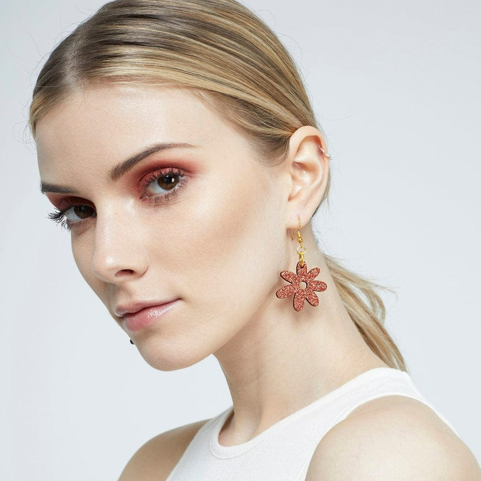 Kam Creates - Flower Power Glitter Earrings Kam Creates
