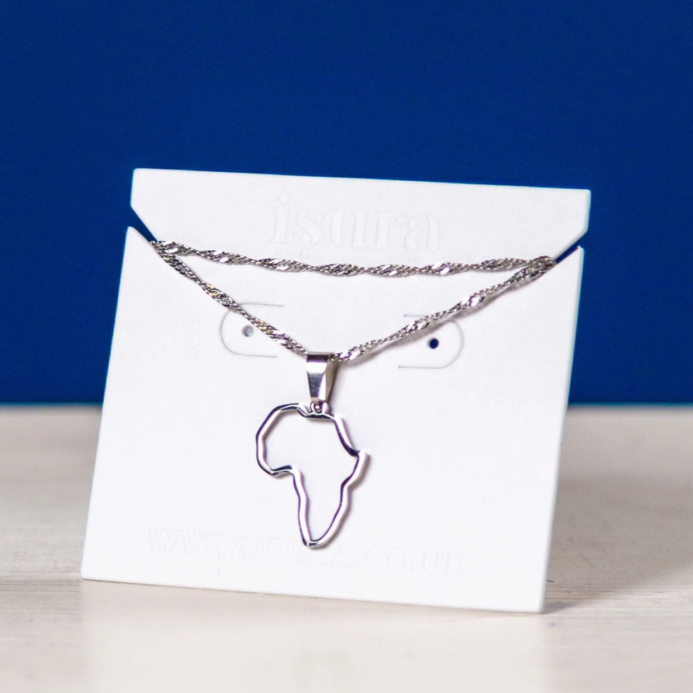Isura - Pendant Necklace: Africa Map Outline - Migration Museum Shop