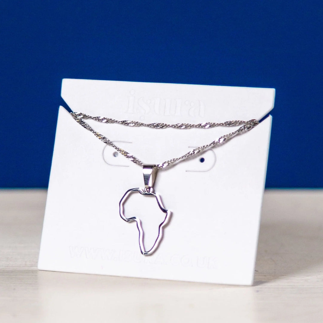 Isura - Pendant Necklace: Africa Map Outline - Migration Museum Shop