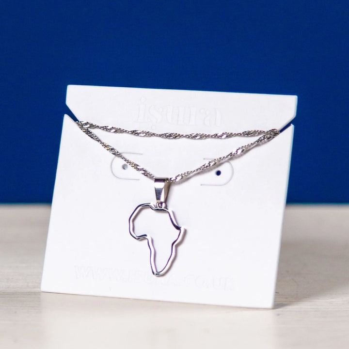 Isura - Pendant Necklace: Africa Map Outline - Migration Museum Shop