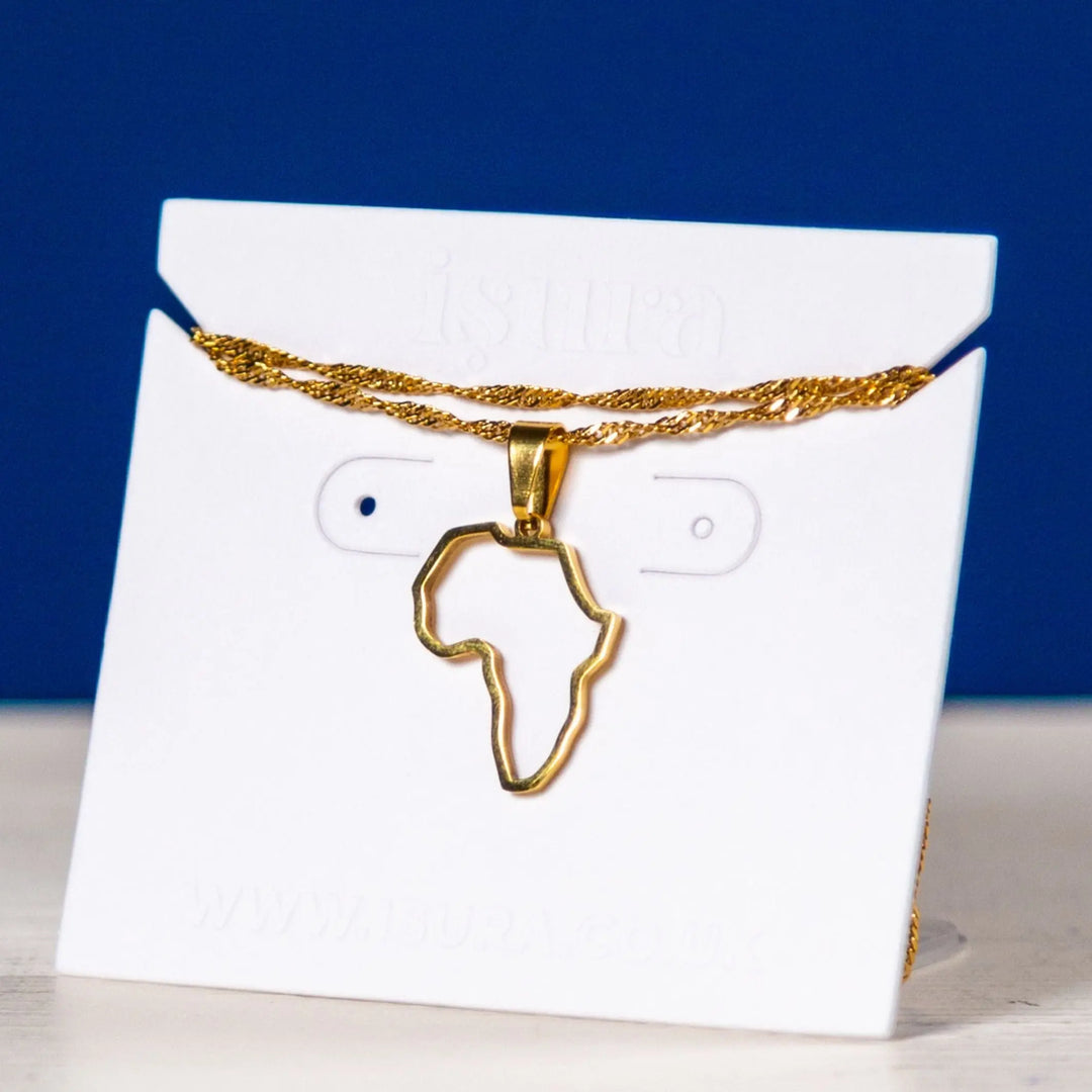 Isura - Pendant Necklace: Africa Map Outline - Migration Museum Shop