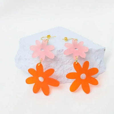 Kam Creates - Flower Power Double Acrylic Earrings - Migration Museum Shop