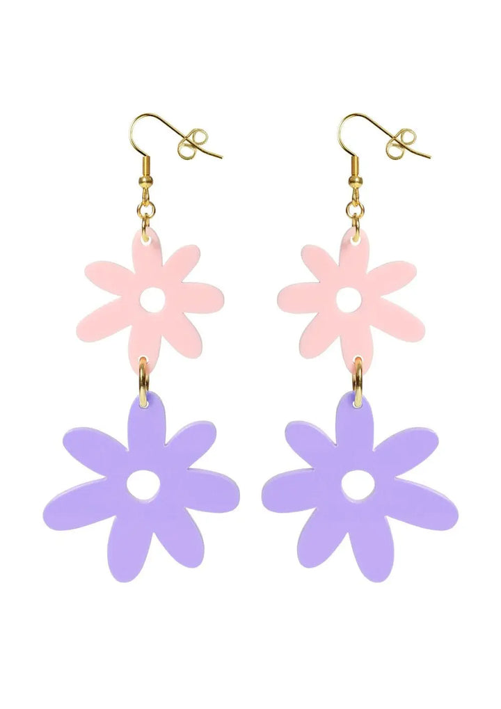 Kam Creates - Flower Power Double Acrylic Earrings - Migration Museum Shop