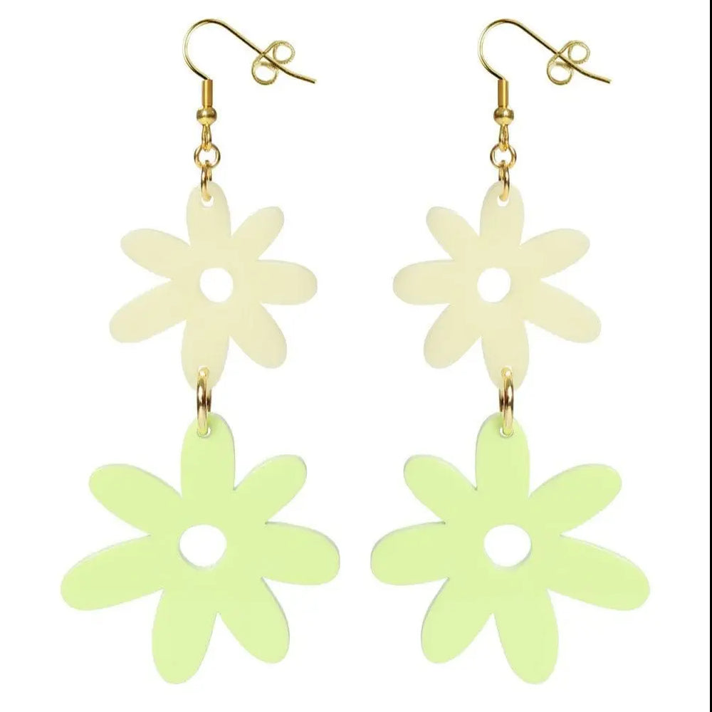 Kam Creates - Flower Power Double Acrylic Earrings - Migration Museum Shop