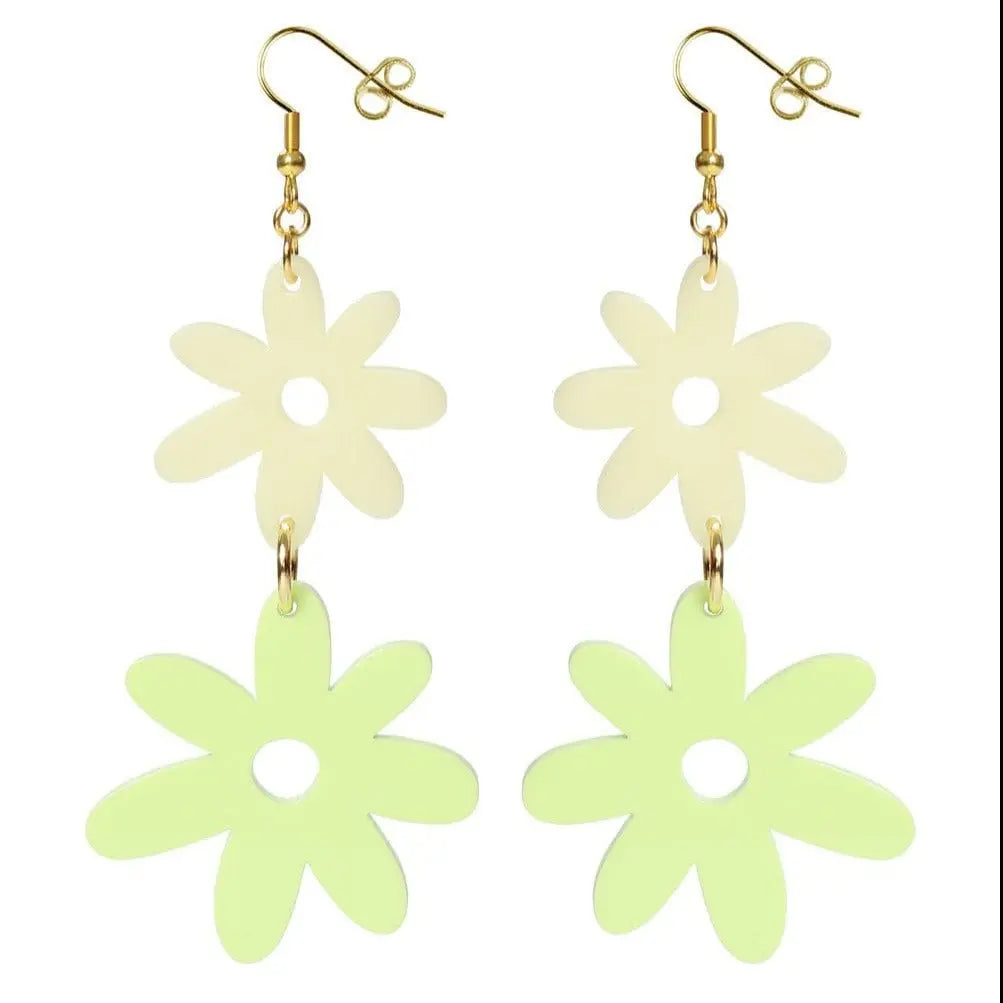 Kam Creates - Flower Power Double Acrylic Earrings - Migration Museum Shop