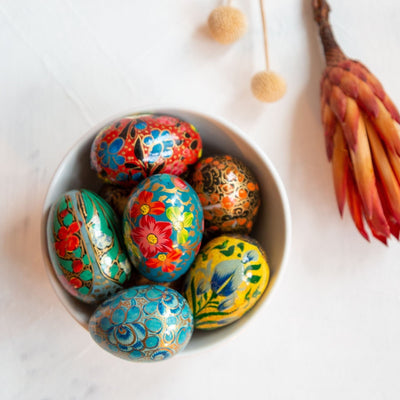 Hand-painted Kashmiri Eggs - Set of 6