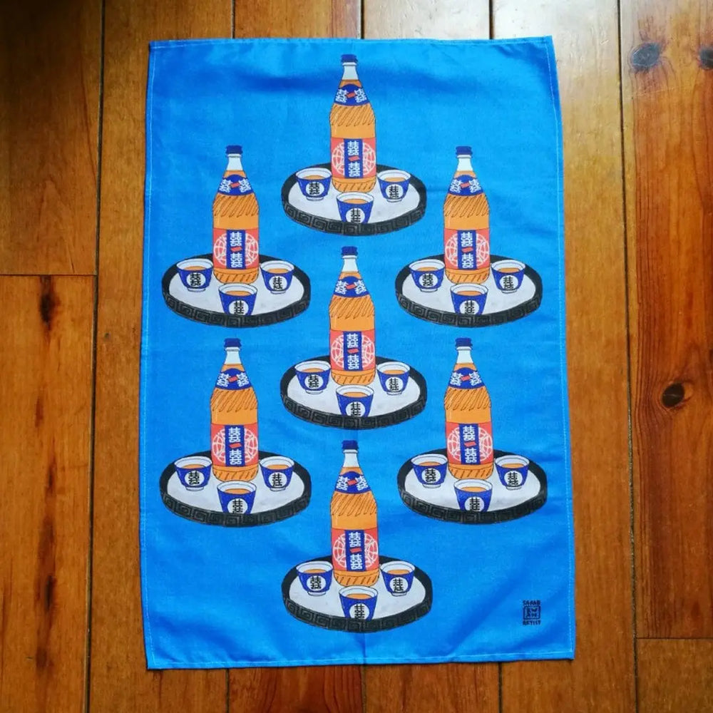 Sarah Kwan Tea Towel - Aye & Brew Tea Set - Migration Museum Shop