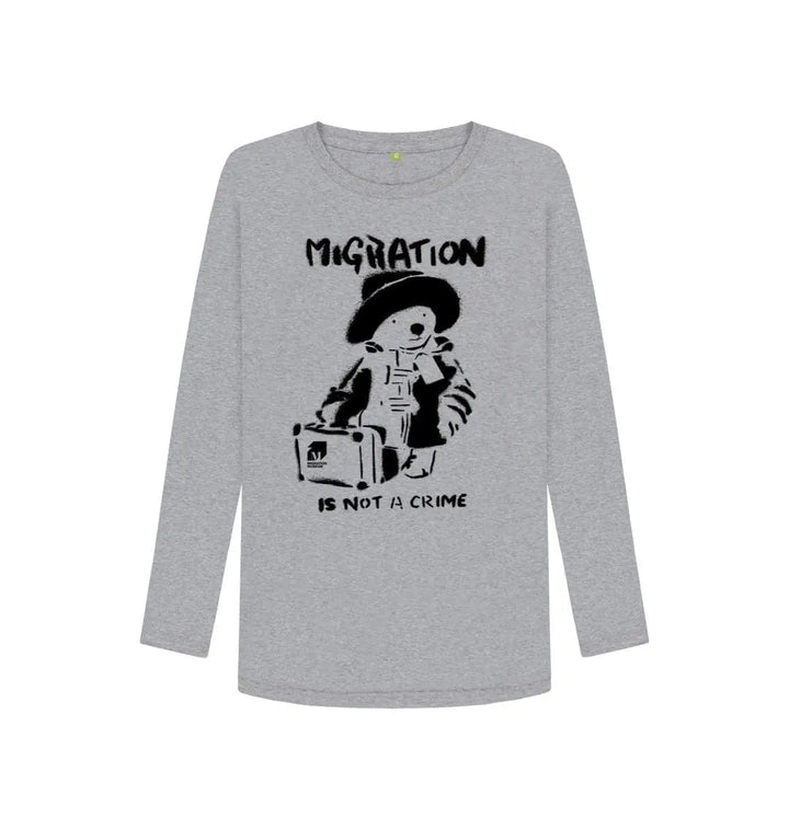 Migration Is Not a Crime - Organic Cotton Women's Long-sleeved Tee - Migration Museum Shop