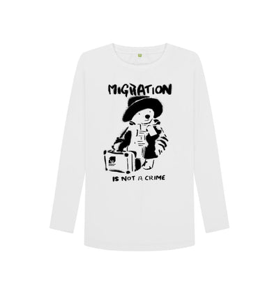 Migration Is Not a Crime - Organic Cotton Women's Long-sleeved Tee - Migration Museum Shop