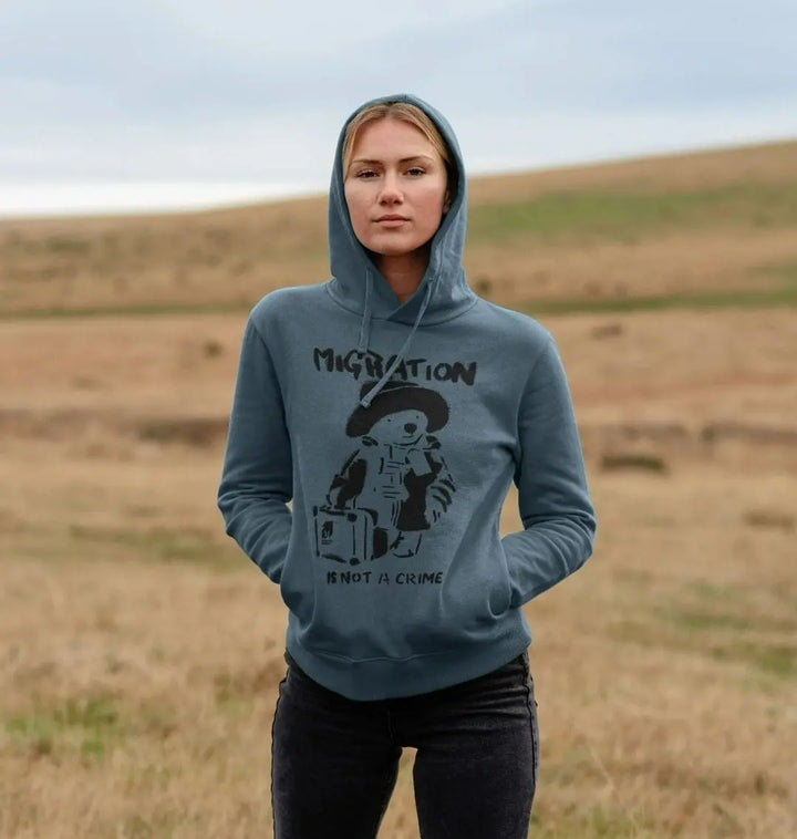 Migration Is Not A Crime - Organic Cotton Grey Hoodie - Migration Museum Shop