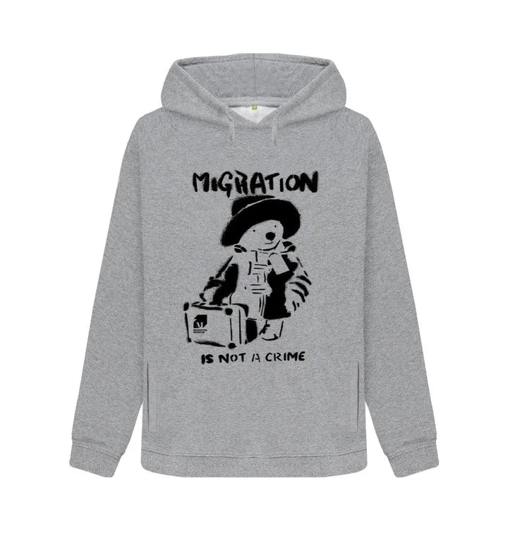 Migration Is Not A Crime - Organic Cotton Grey Hoodie - Migration Museum Shop