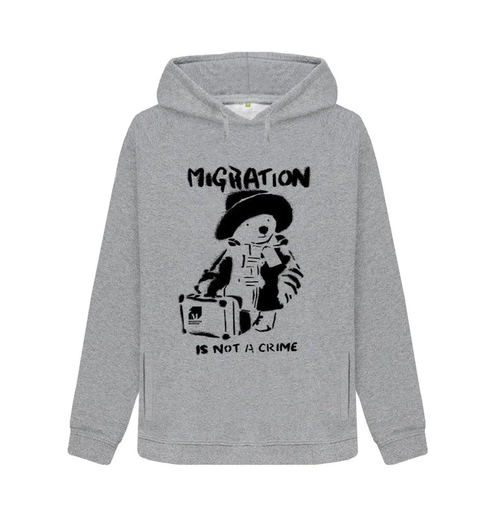 Migration Is Not A Crime - Organic Cotton Grey Hoodie - Migration Museum Shop