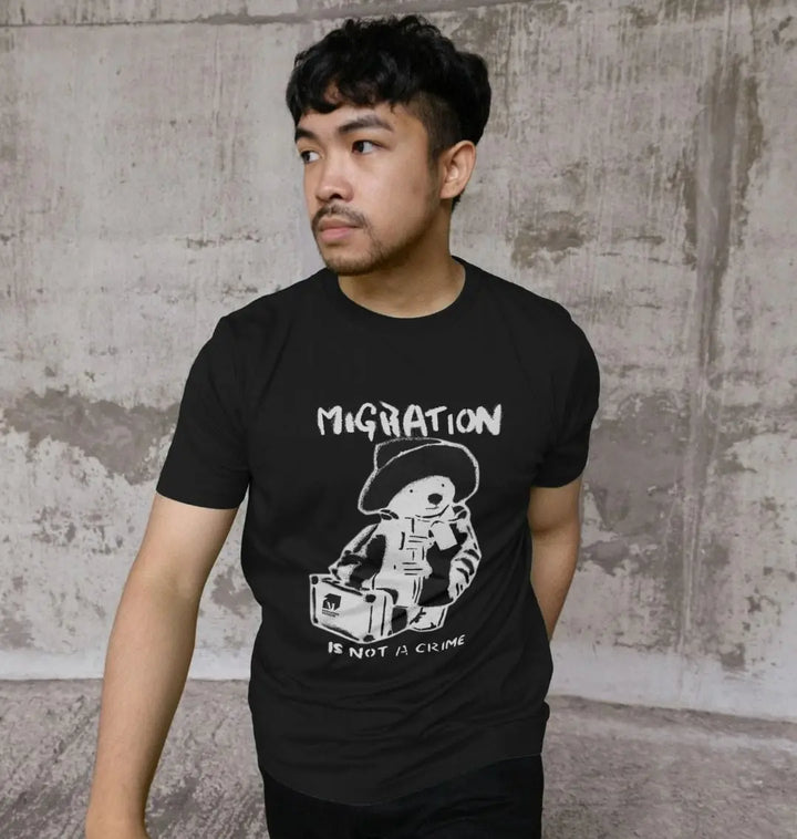 Migration Is Not A Crime - Organic Cotton Men's Black T-shirt - Migration Museum Shop