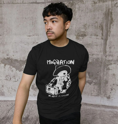 Migration Is Not A Crime - Organic Cotton Men's Black T-shirt
