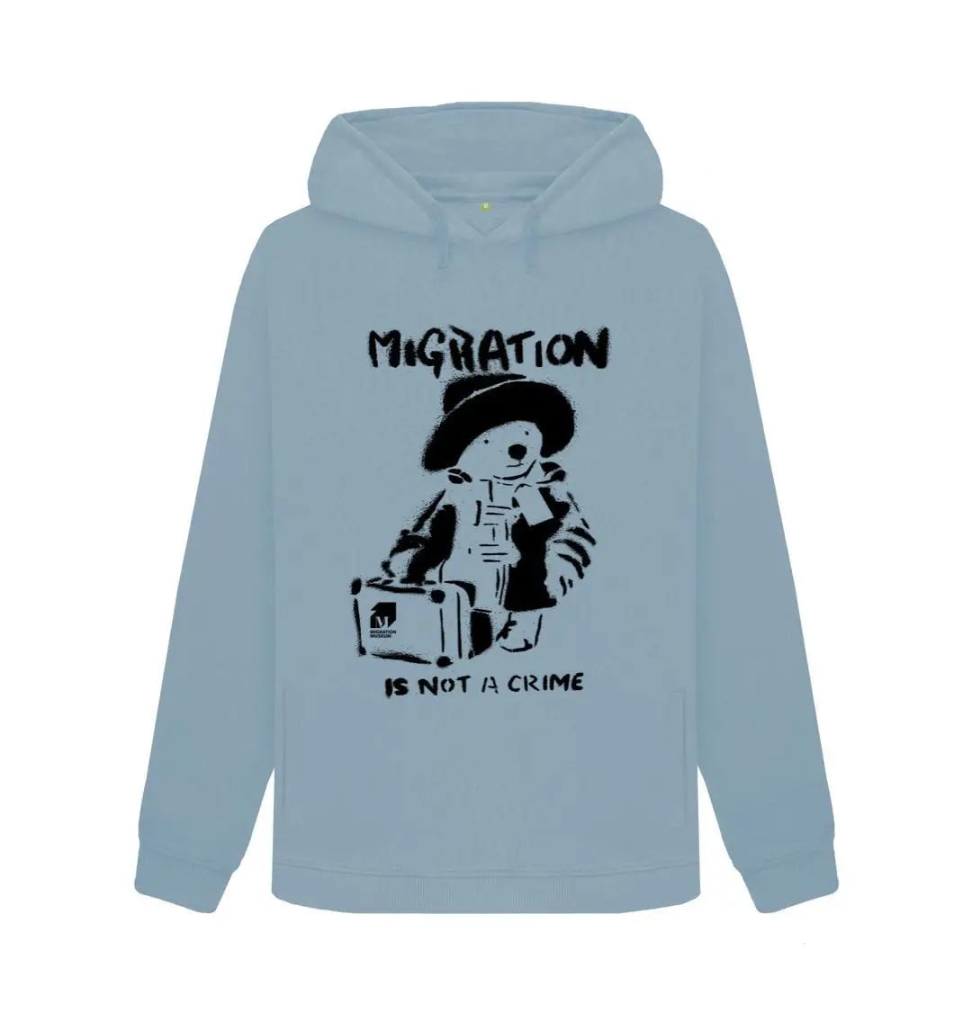 Migration Is Not A Crime - Organic Cotton Grey Hoodie - Migration Museum Shop