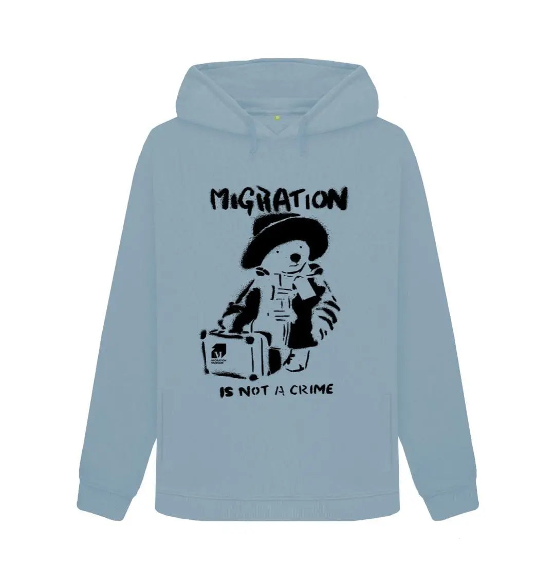 Migration Is Not A Crime - Organic Cotton Grey Hoodie - Migration Museum Shop