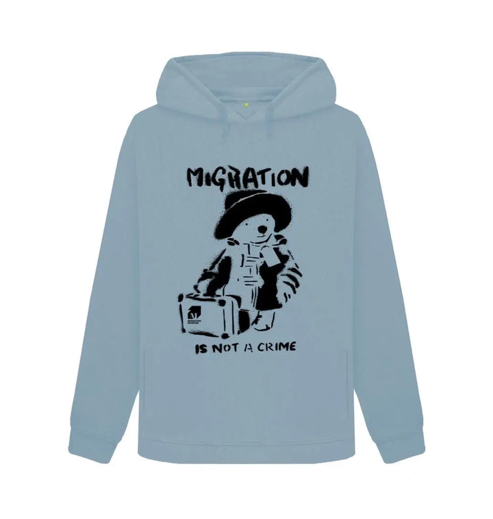 Migration Is Not A Crime - Organic Cotton Grey Hoodie - Migration Museum Shop