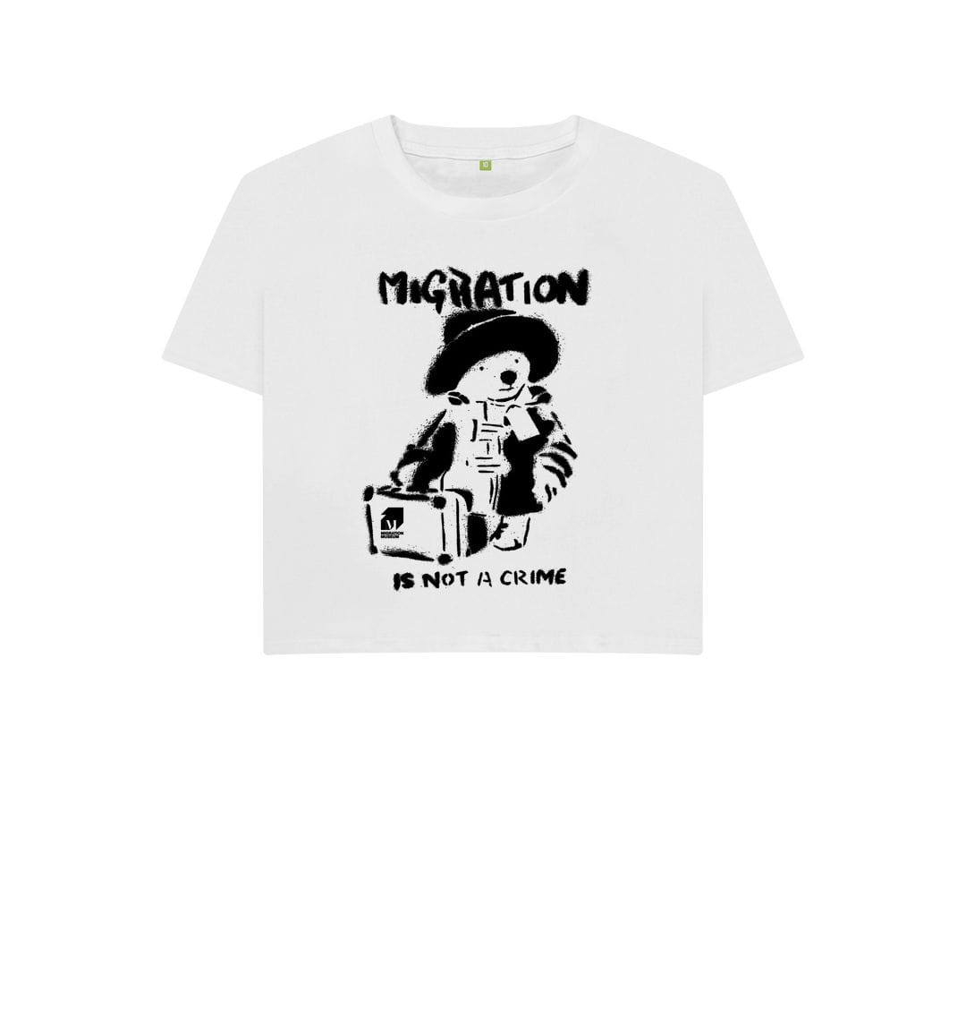 White Migration Is Not a Crime - Organic Cotton Women's Boxy Tee..