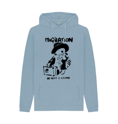 Stone Blue Migration Is Not A Crime - Unisex Organic Hoodie