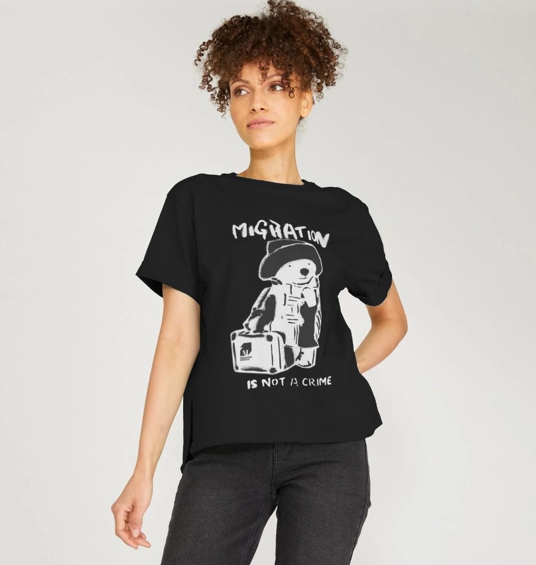 Migration Is Not A Crime - Organic Cotton Women's Black T-shirt Teemill