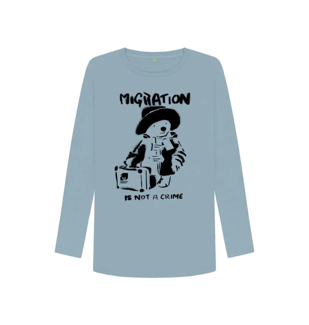 Migration Is Not a Crime - Organic Cotton Women's Long-sleeved Tee - Migration Museum Shop